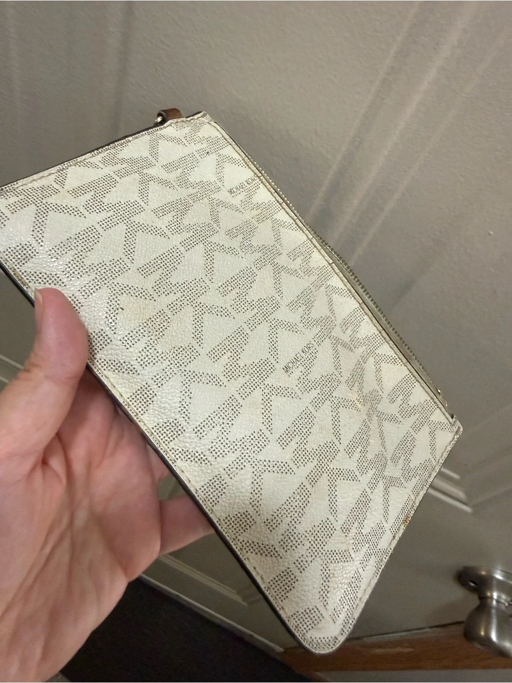 Michael Kors Jet Set Large Chain Shoulder Tote Bag Vanilla Acorn w wallet